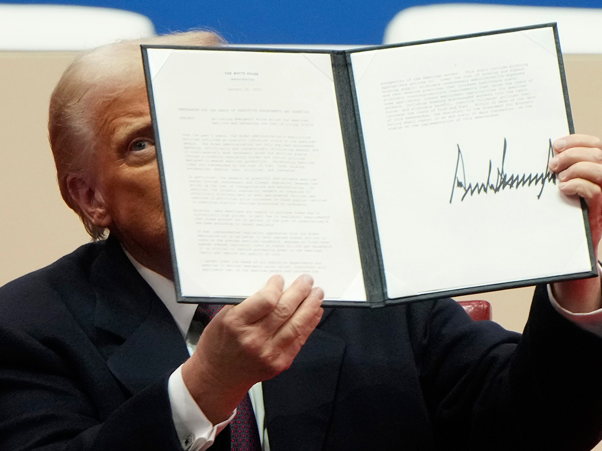 President Donald Trump arrives at an indoor Inauguration parade in Washington21