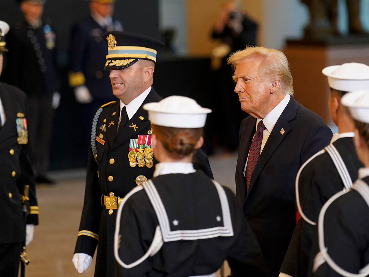 President Donald Trump arrives at an indoor Inauguration parade in Washington28