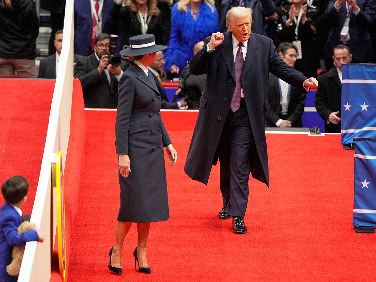 President Donald Trump arrives at an indoor Inauguration parade in Washington32