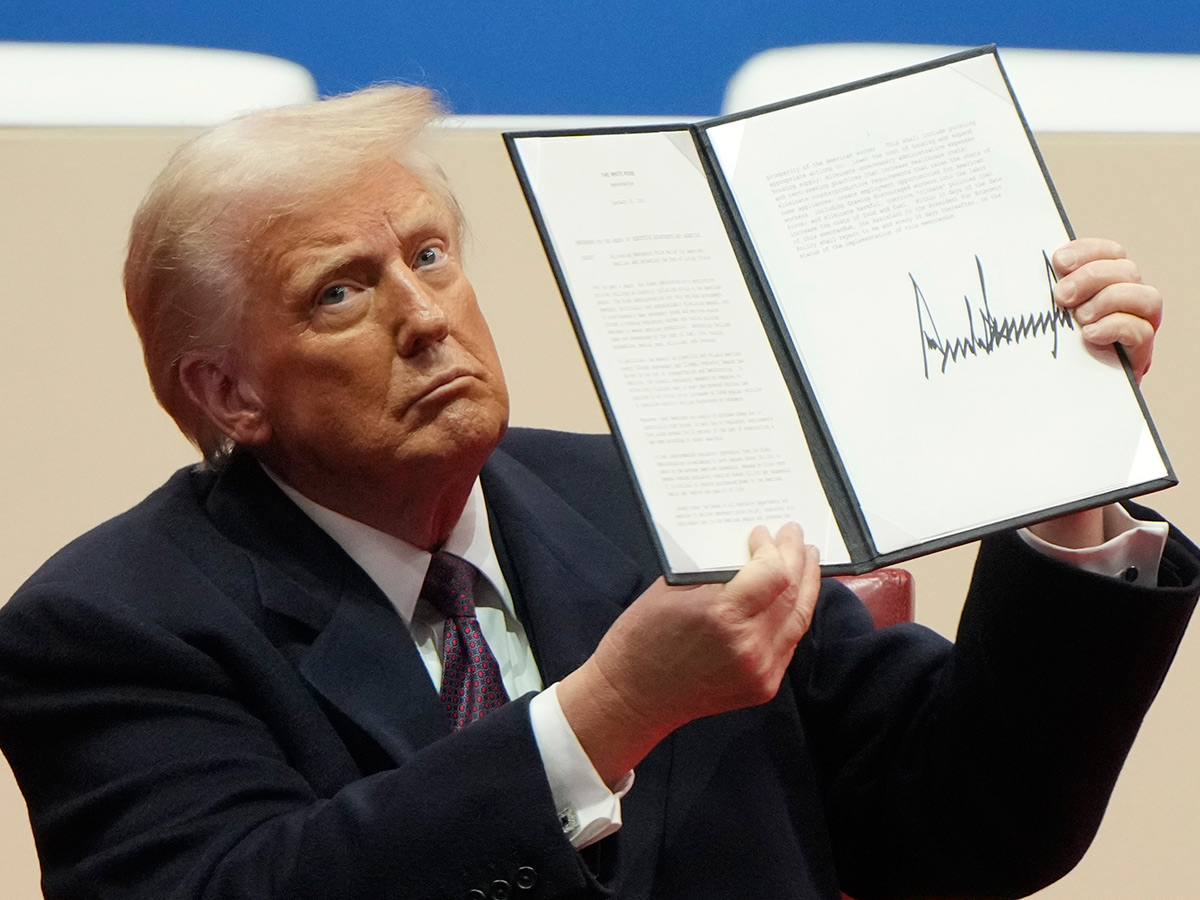 President Donald Trump arrives at an indoor Inauguration parade in Washington41