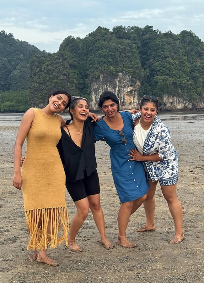 Actress Aishwarya Lakshmi chilling on a beach in Thailand with friends2