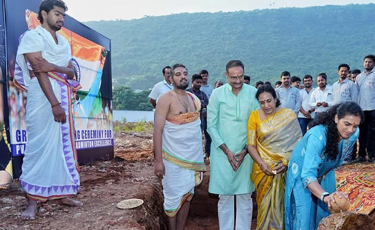 PV Sindhu Post About badminton Academy Foundation Works Has been Laid In Visakhapatnam Photos12