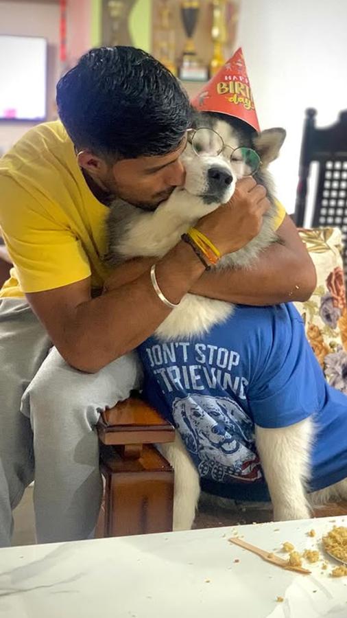 My favorite partner, Tilak Varma posts Photos of his dog in unique t-shirt and glasses2