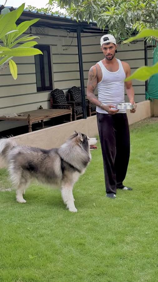 My favorite partner, Tilak Varma posts Photos of his dog in unique t-shirt and glasses7