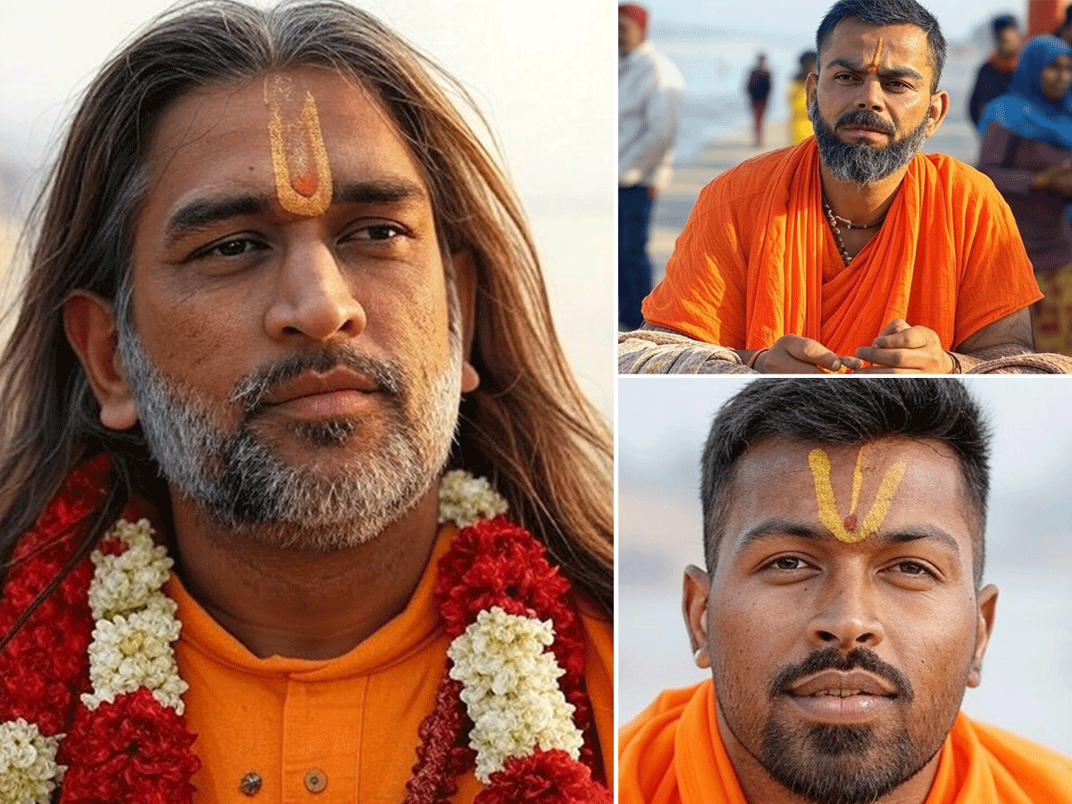 Team India Cricketers In Maha Kumbh Mela AI Photos1