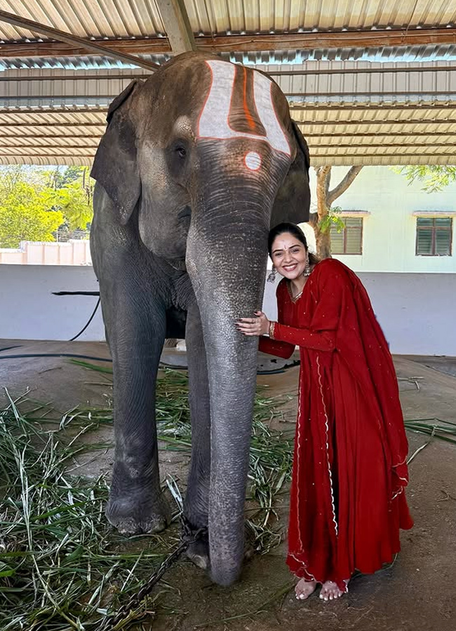 Anchor Srimukhi Gajaraju blesses her in Tirumala 8