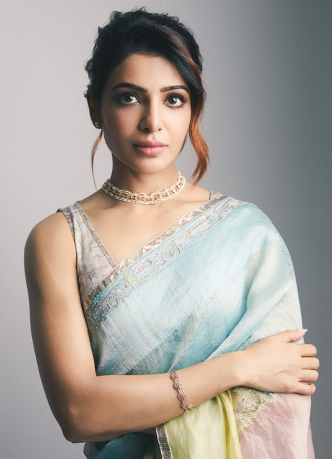 Samantha Pretty In Pastel Color Tissue Saree4