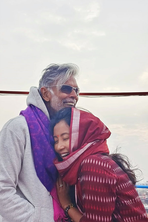 Milind Soman takes holy dip with wife Ankita Konwar at Maha Kumbh Mela Photos10