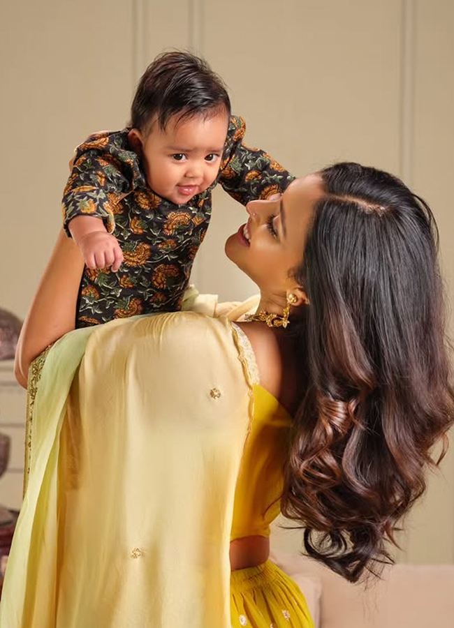 How cute he is Amala Paul looking at her son16