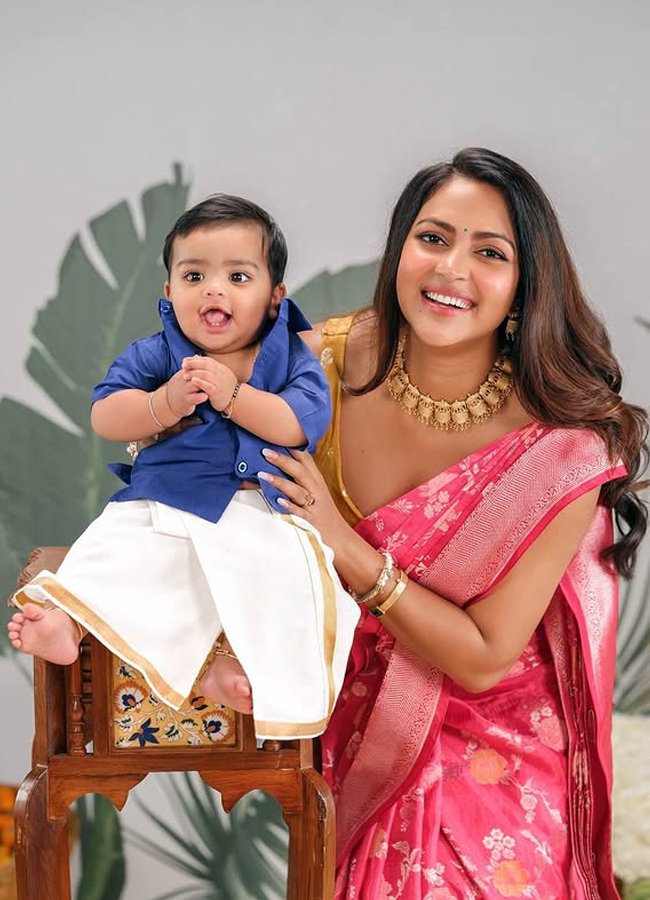 How cute he is Amala Paul looking at her son4