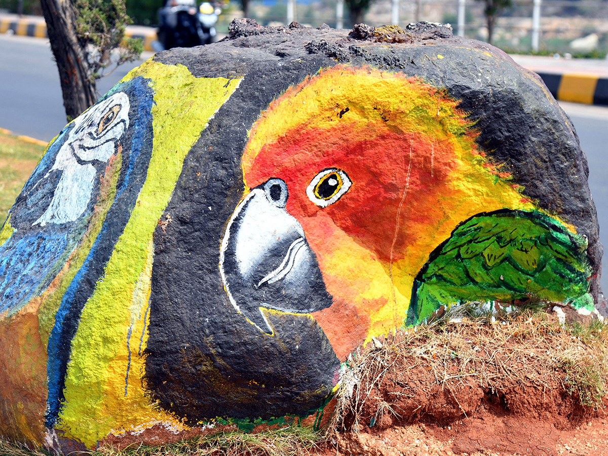 Wild Animals paintings on Hyderabad Roads By GHMC15