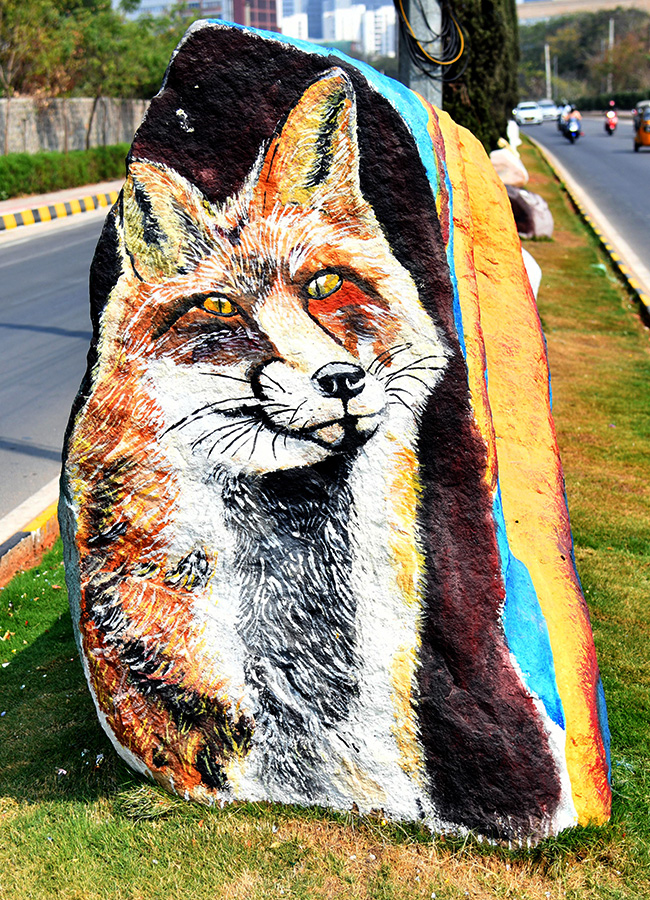 Wild Animals paintings on Hyderabad Roads By GHMC21