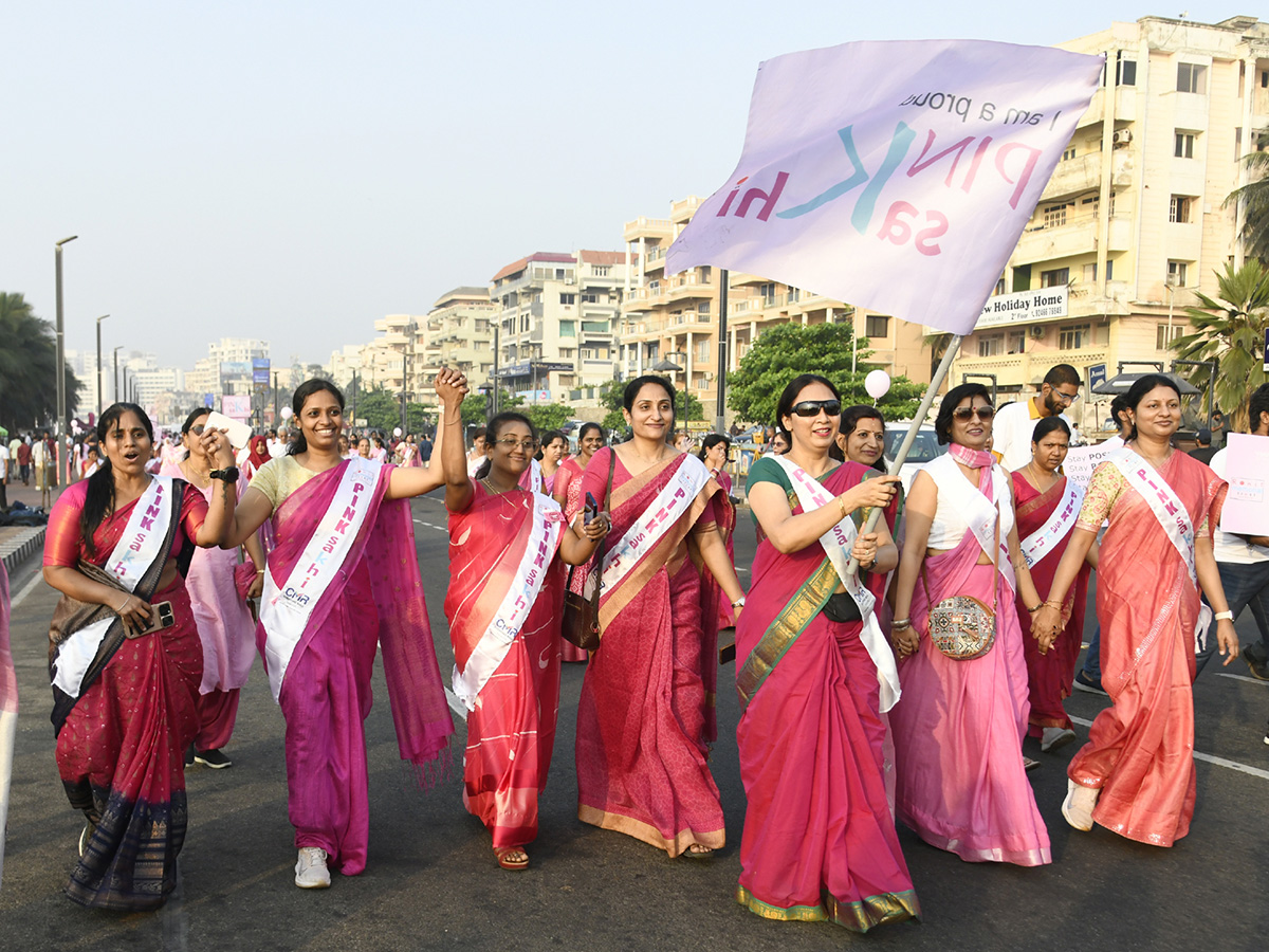 Pink Saree Walk on Visakhapatnam Beach Road Photos10