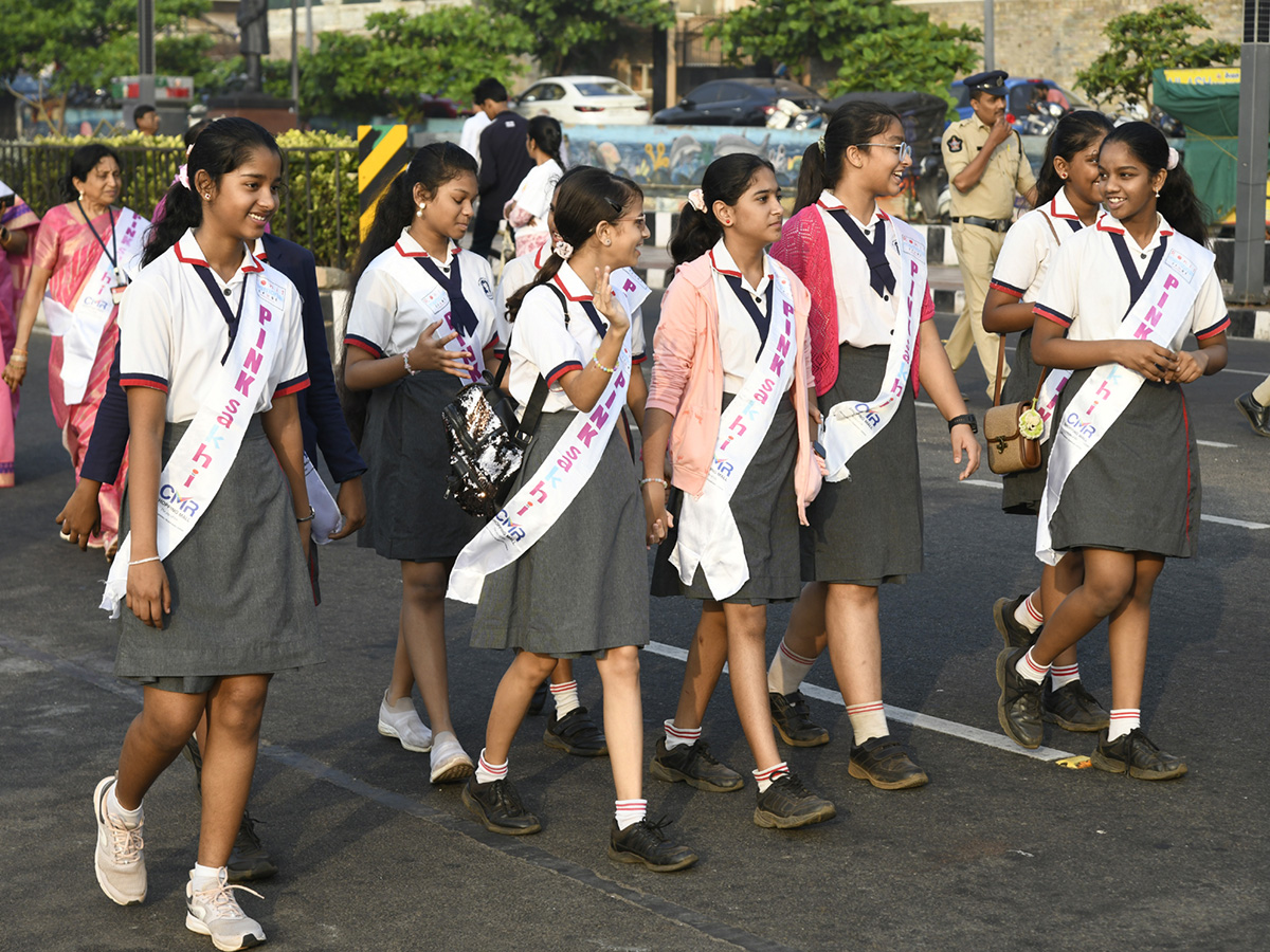 Pink Saree Walk on Visakhapatnam Beach Road Photos11