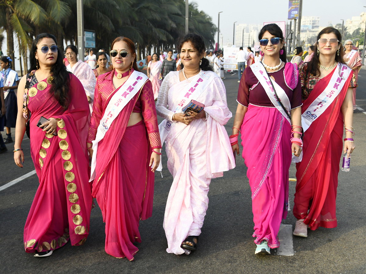 Pink Saree Walk on Visakhapatnam Beach Road Photos12