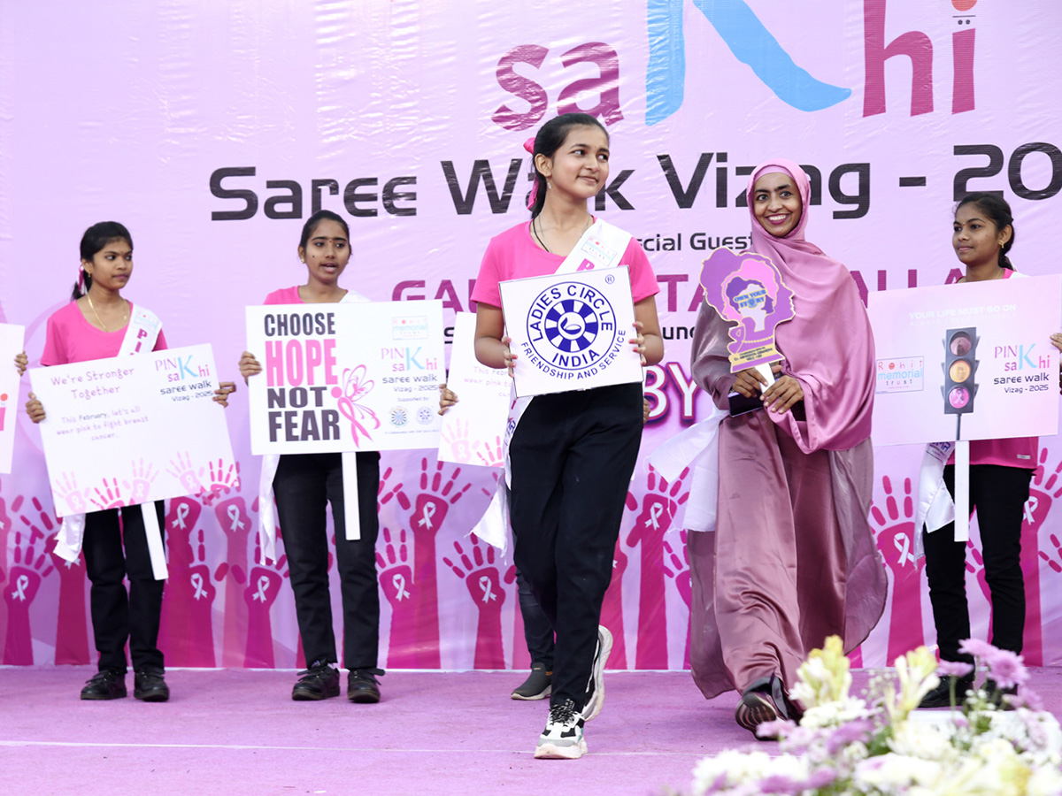 Pink Saree Walk on Visakhapatnam Beach Road Photos19