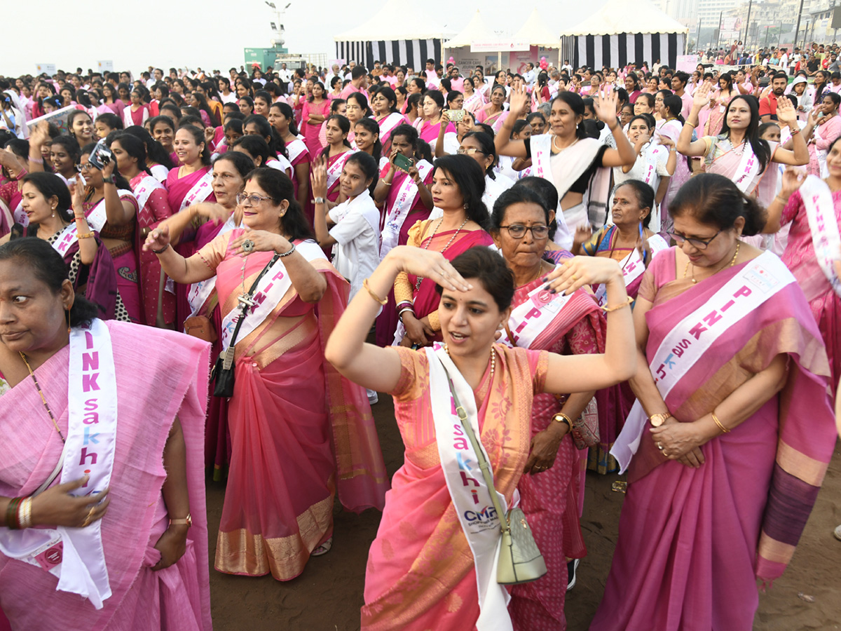 Pink Saree Walk on Visakhapatnam Beach Road Photos20