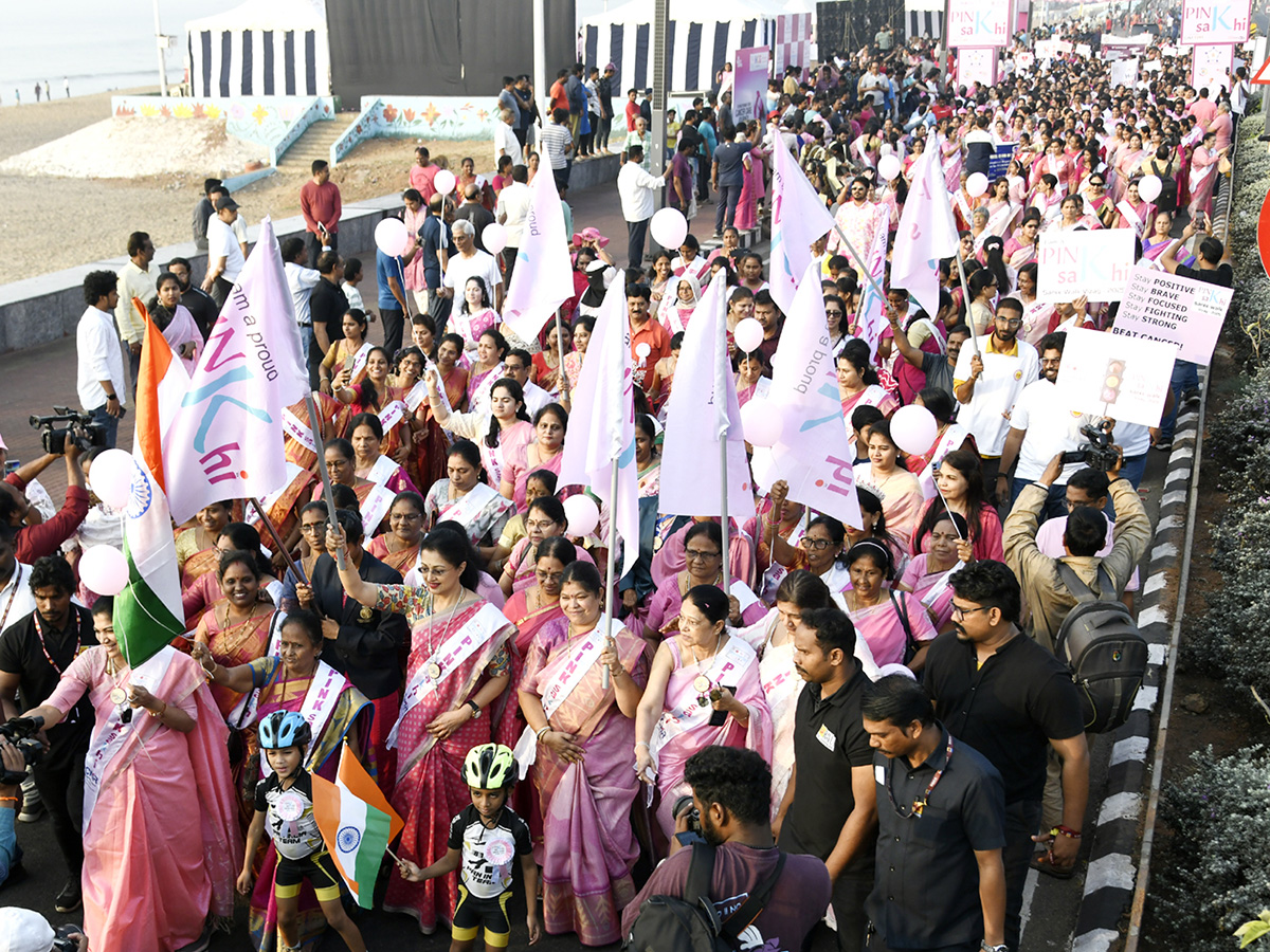 Pink Saree Walk on Visakhapatnam Beach Road Photos6