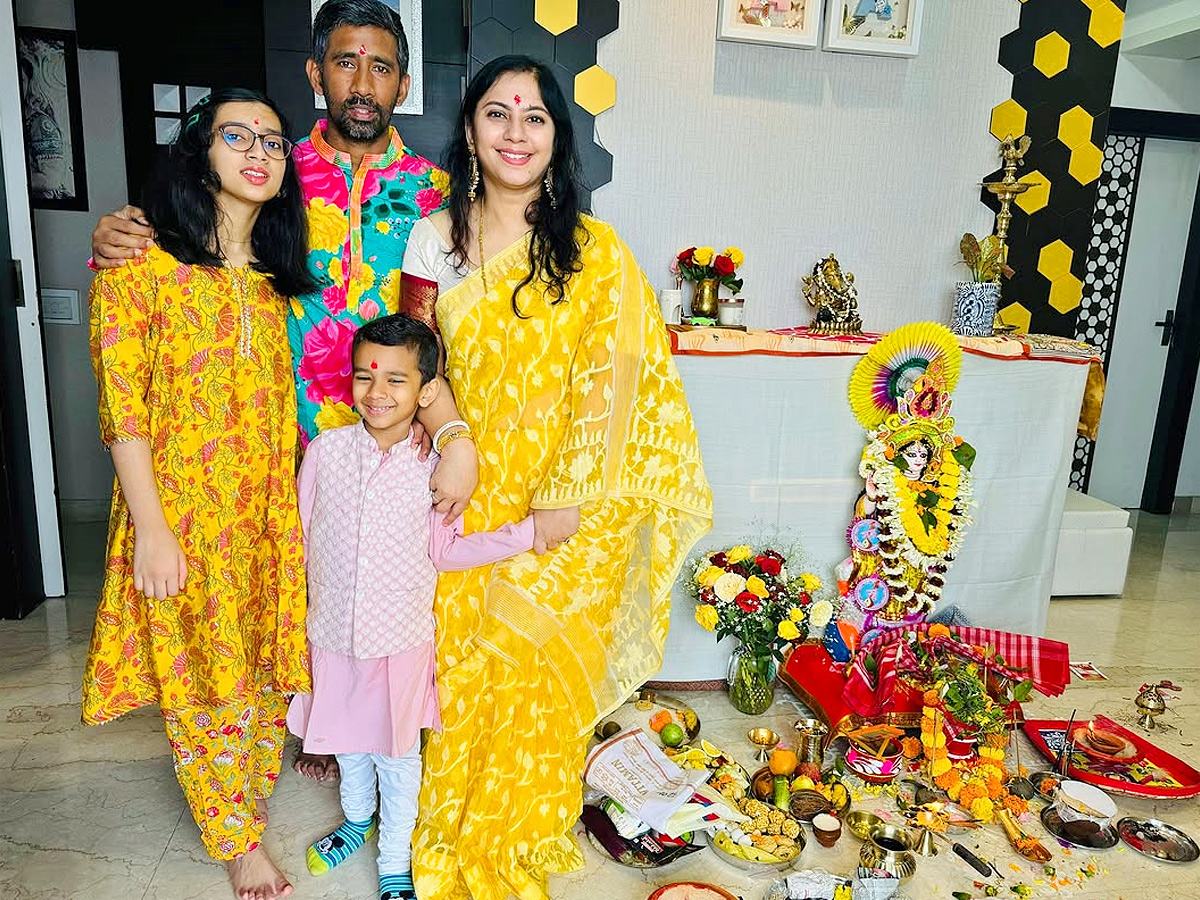 Cricketer Wriddhiman Saha Celebrating Saraswati puja at home with family Photos3