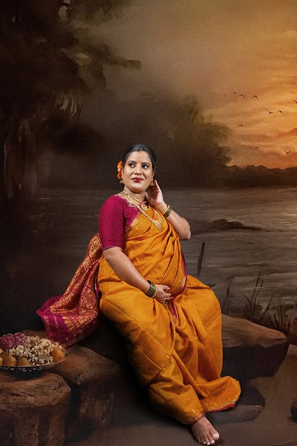 Raja Ravi Varma theme maternity photoshoot going viral3