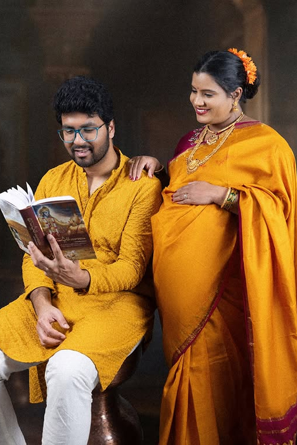 Raja Ravi Varma theme maternity photoshoot going viral5