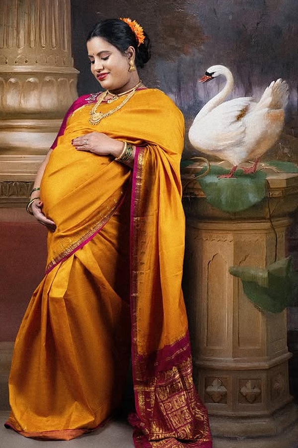 Raja Ravi Varma theme maternity photoshoot going viral2