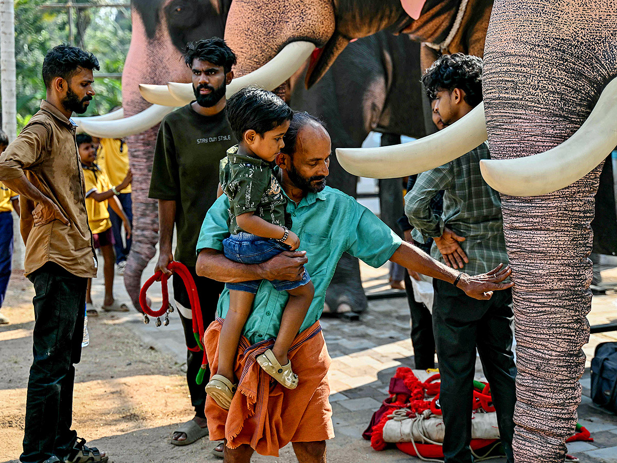 Robot elephants is pictured at a workshop in Thrissur in Kerala12