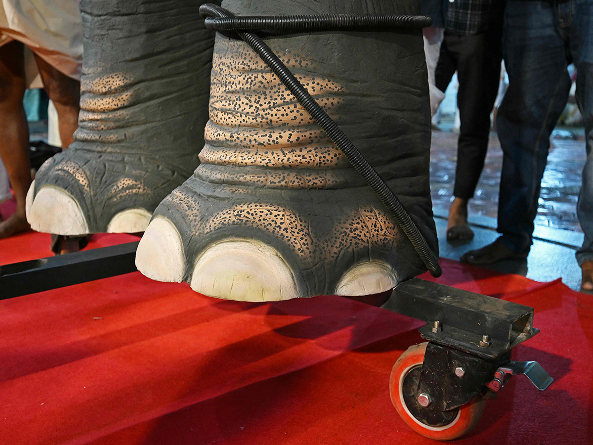 Robot elephants is pictured at a workshop in Thrissur in Kerala14