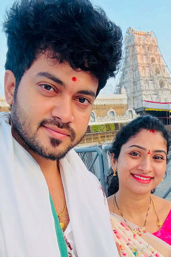 Vishnu Priya Siddhardh Varma Couple At Tirumala Tirupati Photos5