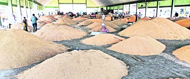 మార్కెట్కు పోటెత్తిన ధాన్యం, మక్కలు1