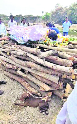 వ్యక్తి అంత్యక్రియల్లో శునకం1