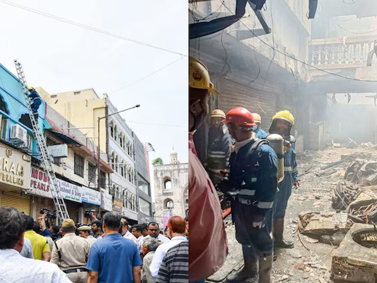 massive fire at building near hyderabads iconic charminar12