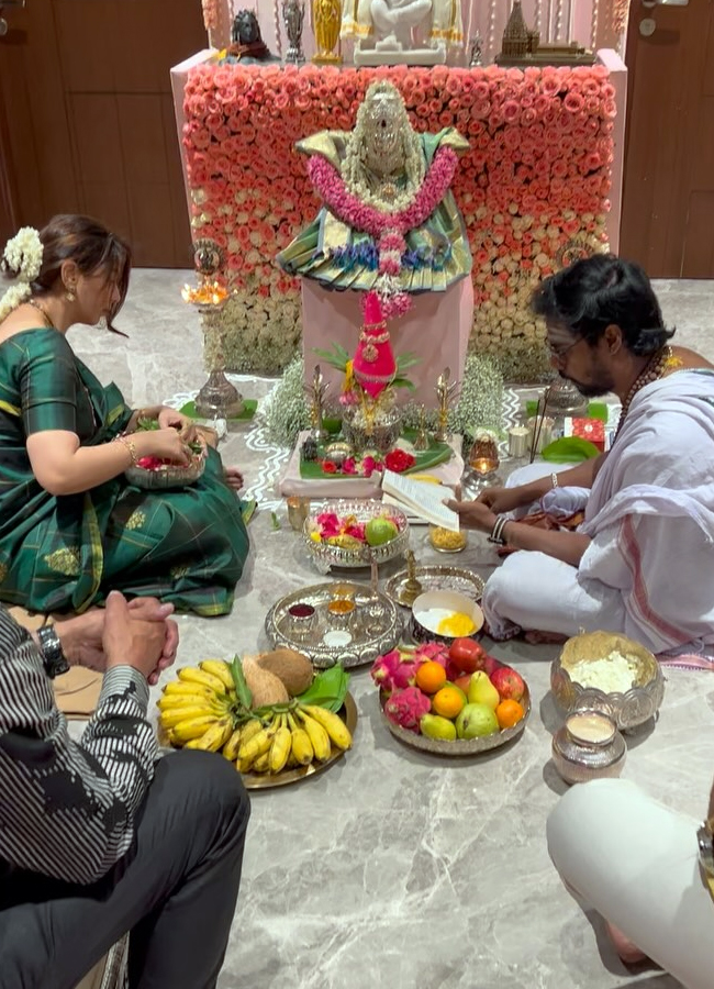 Aadhi Pinisetty and Nikki Galrani Varalaxmi Pooja at Home: Photos4