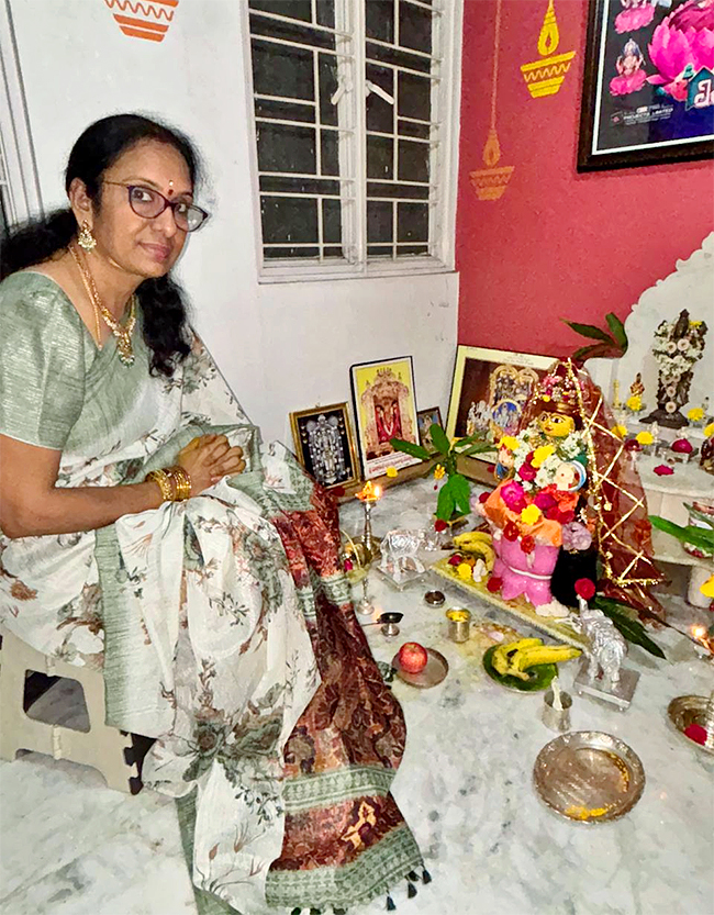 Varalakshmi Vratham 2025 Selfie With Pooja Decoration Photos24
