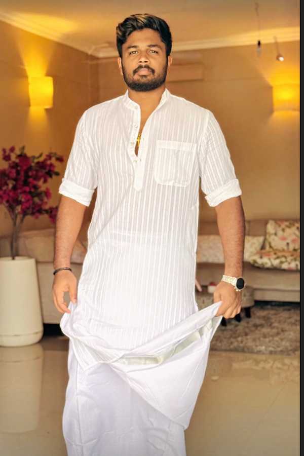 Sanju Samson celebrates Onam with wife Charulatha Photos7