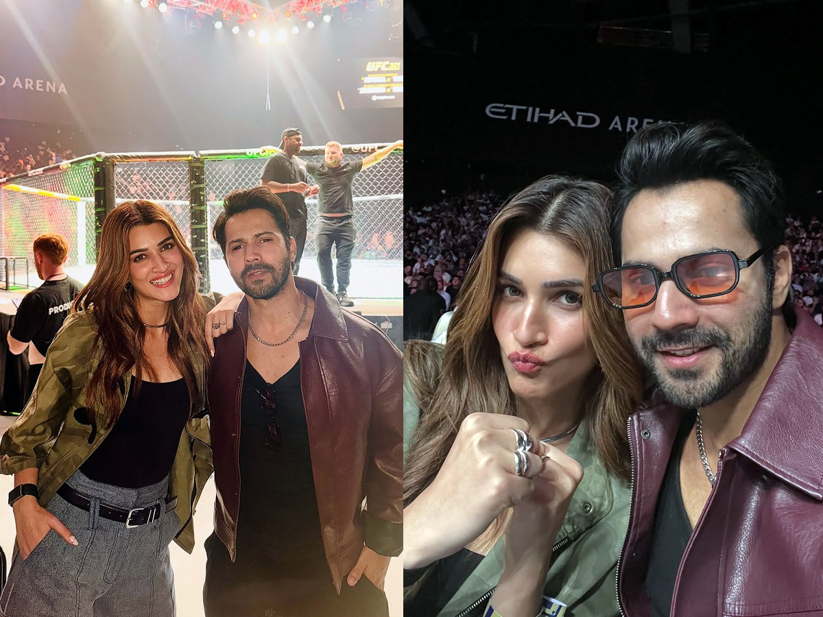 Bollywood hero and heroine Varun Dhawan and Kriti Sanon went together to watch UFC in dubai1