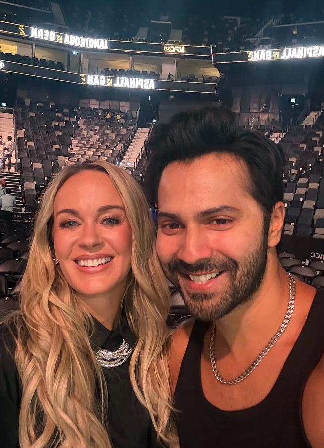 Bollywood hero and heroine Varun Dhawan and Kriti Sanon went together to watch UFC in dubai14