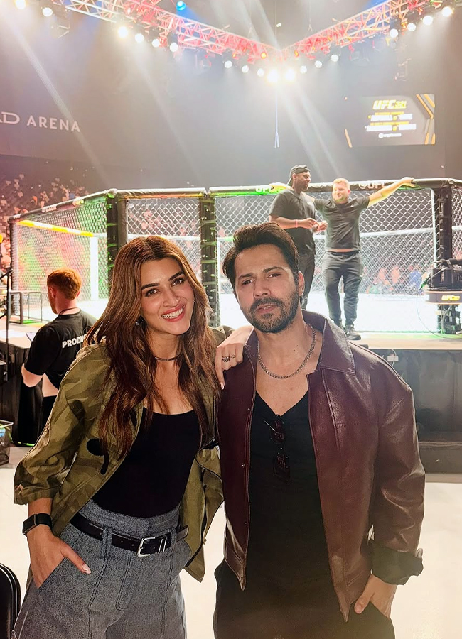 Bollywood hero and heroine Varun Dhawan and Kriti Sanon went together to watch UFC in dubai3