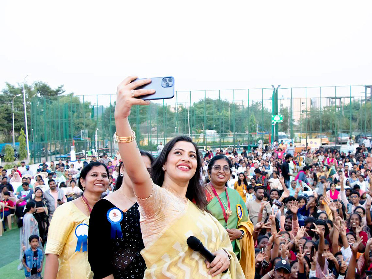Geeta Madhuri chatted with students at Orchids International School PHotos - Sakshi