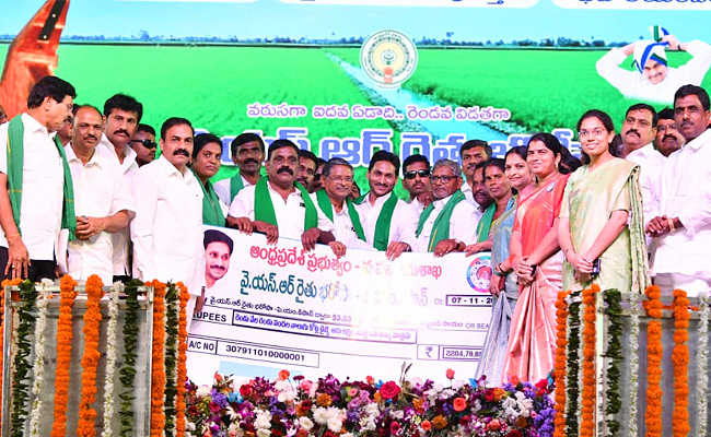 CM Jagan Releases YSR Rythu Bharosa Funds to Farmers at Puttaparthi Photos - Sakshi