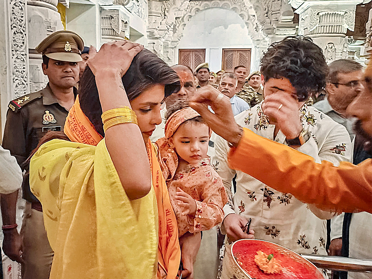 Priyanka Chopra husband Nick Jonas visits the Ram Temple in Ayodhya - Sakshi