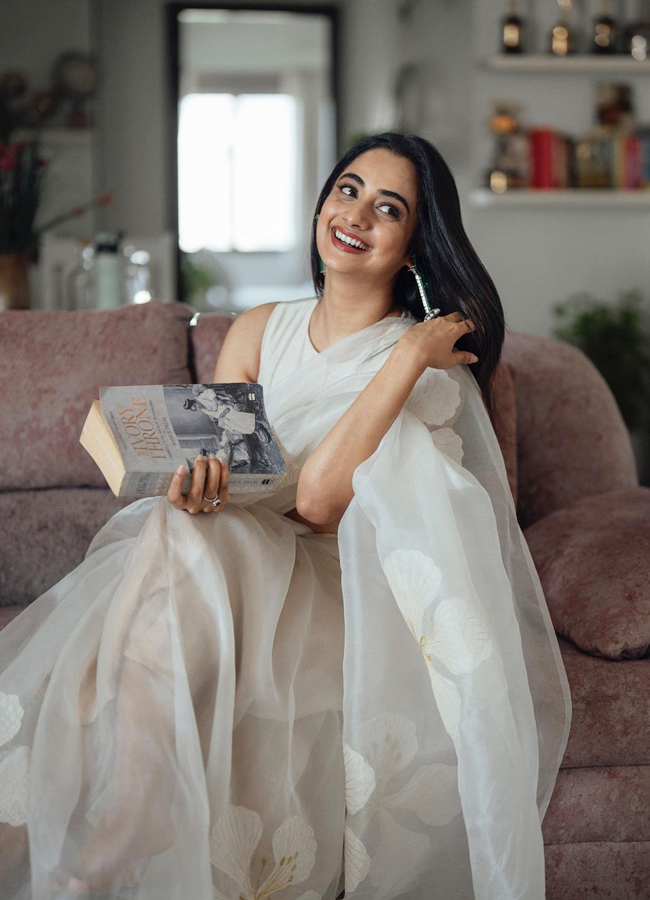 Namitha Pramod Stunning Looks In White Saree - Sakshi