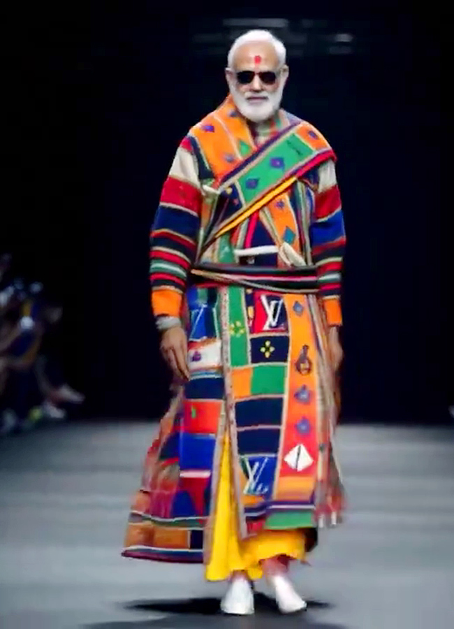 PM Modi Trump Biden Putin walk the ramp in AI fashion show Photos