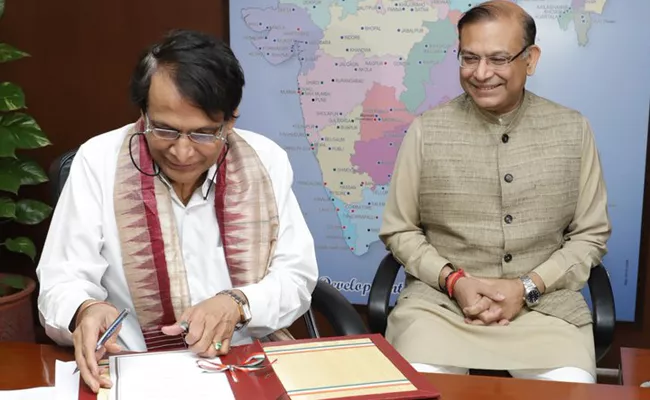 Suresh Prabhu Takes Additional Charge Of The Civil Aviation Ministry - Sakshi