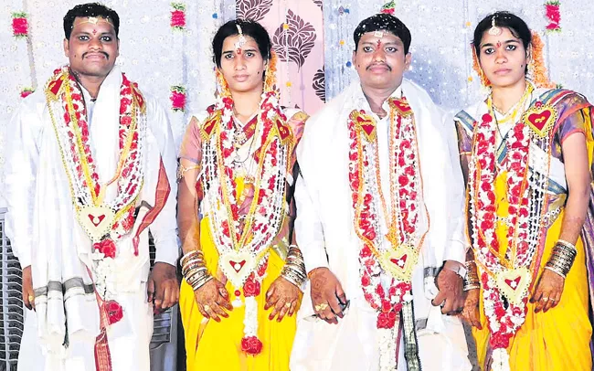 Twin Brothers Married Twin Sisters in East Godavari District - Sakshi