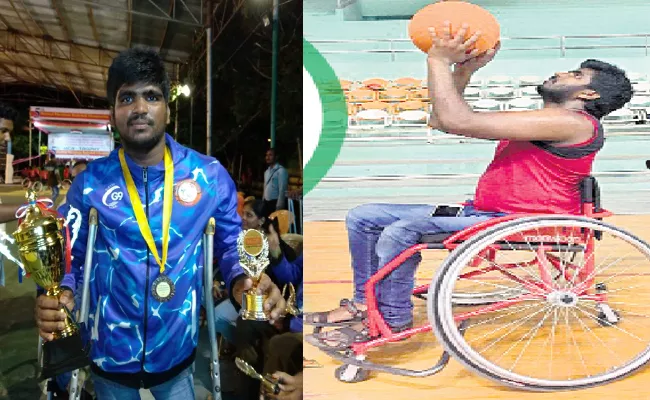 Ichapuram Wheel Chair Basket Ball Player Playing For Telangana - Sakshi