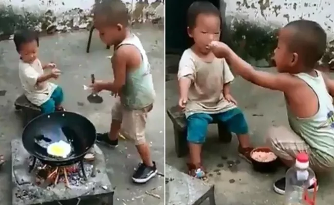 Toddler Cooks Indonesian Fried Rice For His Little Sister Viral Video - Sakshi
