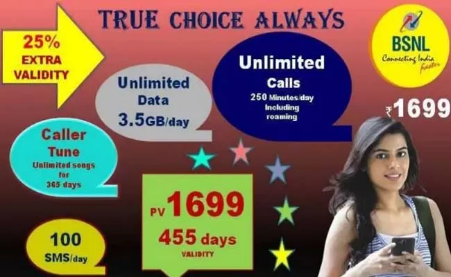 455day aditional offer on BSNL1699 prepaid plan  - Sakshi