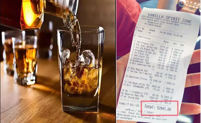 Liquor Bill Worth Rs 52 thousand Goes Viral In Karnataka - Sakshi