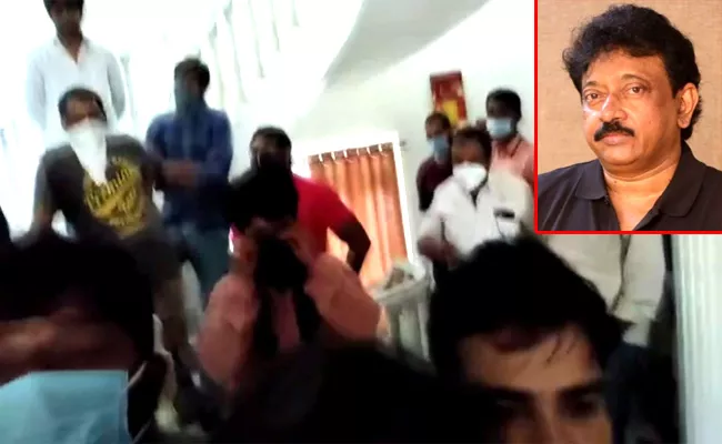 janasena supporters attack on RGV office in Hyderabad - Sakshi
